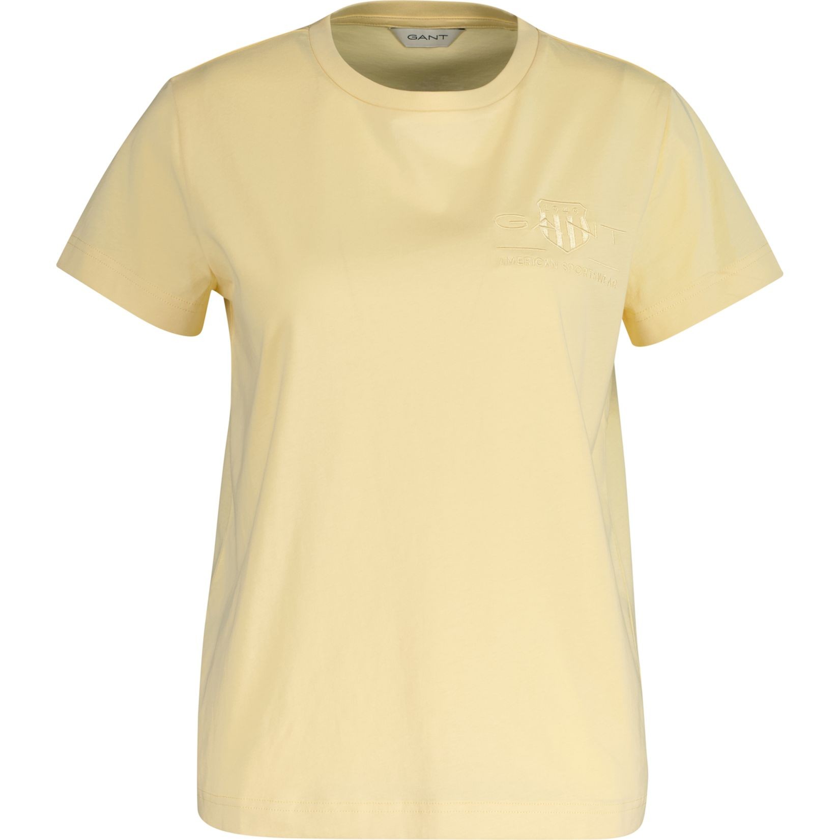 GANT Marškinėliai trump. rankovėmis moterims, Geltona, Reg tonal shield t-shirt