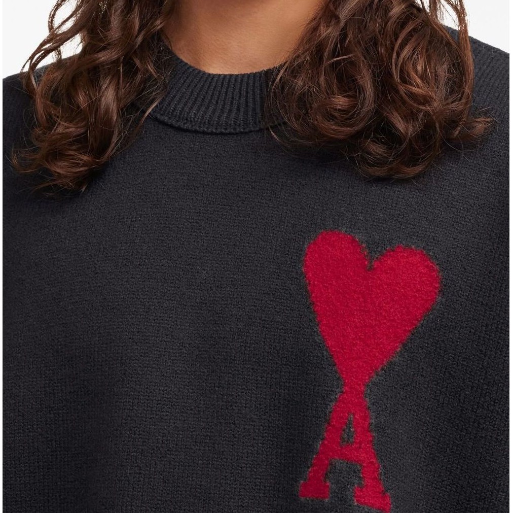 AMI PARIS Megztinis, Juoda, Red adc sweater 4