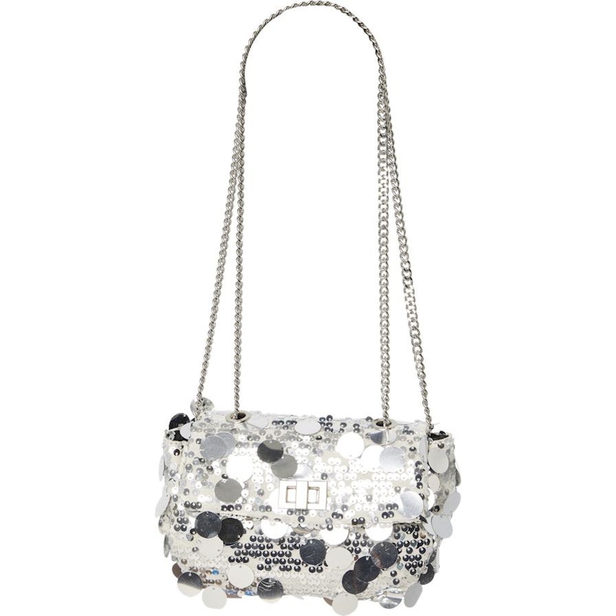 PIECES Rankinė per petį moterims, Sidabrinė, PCNELLA SEQUINS CROSS 1