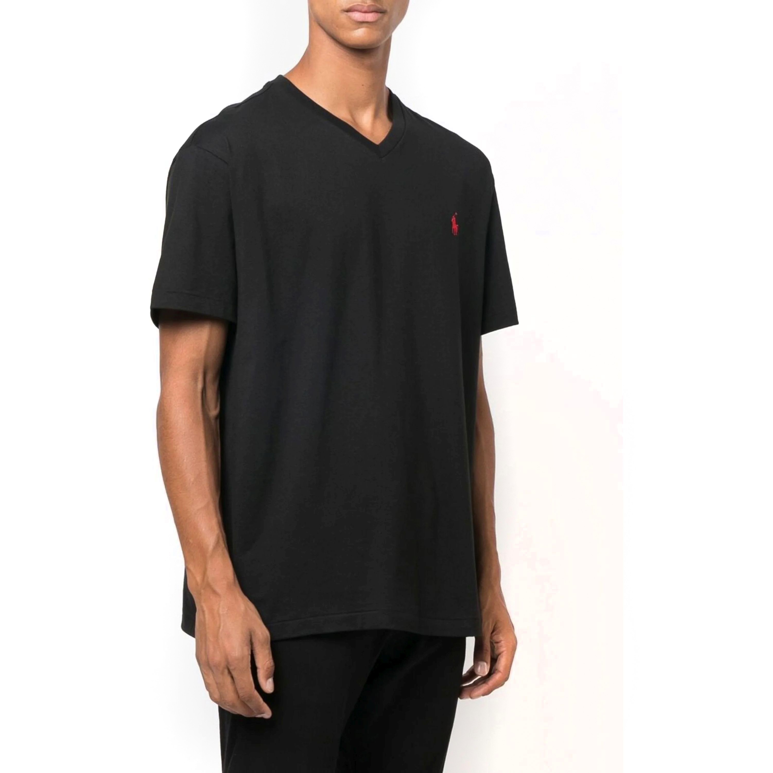 POLO RALPH LAUREN Marškinėliai trump. rankovėmis vyrams, Juoda, Classic fit v-neck t-shirt 2