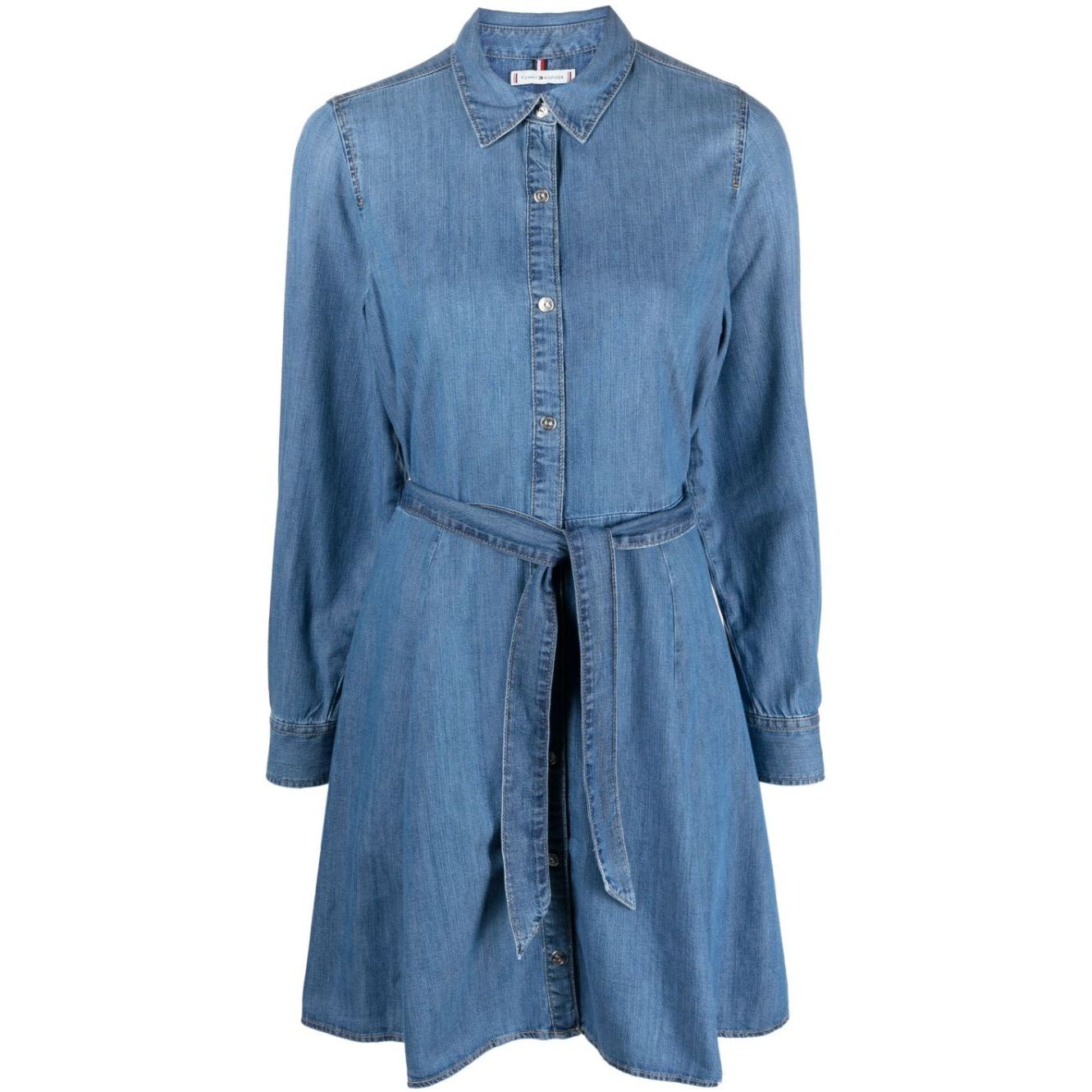 TOMMY HILFIGER Midi suknelė moterims, blue, Denim belted dress lyra