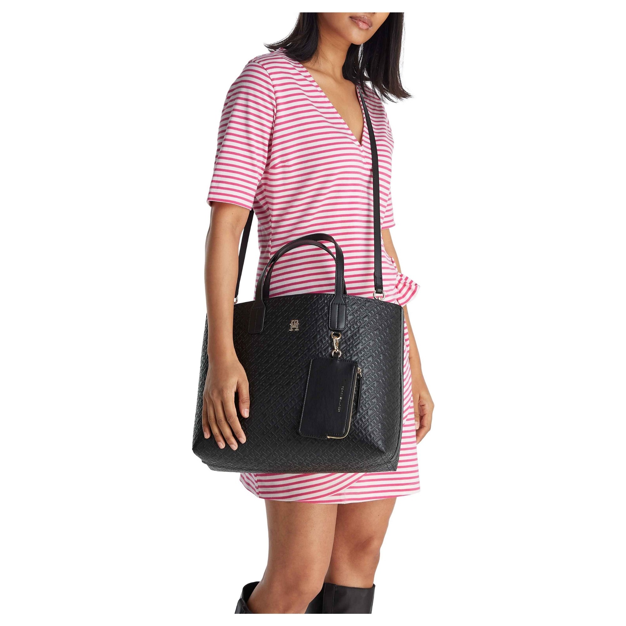 TOMMY HILFIGER Pirkinių krepšys moterims, Juoda, TH icon satchel mono 5