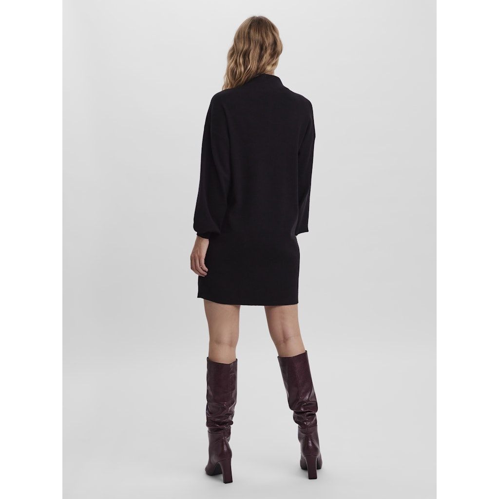 VERO MODA Megzta suknelė moterims, Juoda, Nancy funnel neck dress 4