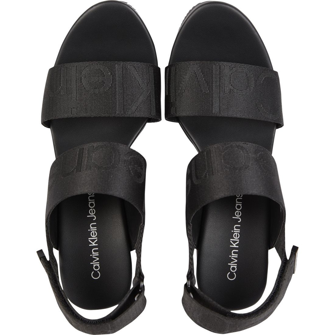 CALVIN KLEIN JEANS Basutės moterims, Juoda, Wedge sandal webbing 4