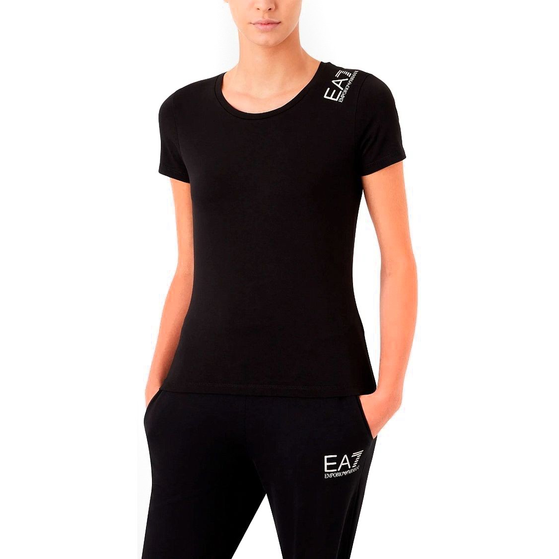 EA7 Marškinėliai trump. rankovėmis moterims, Juoda, T-shirt 3