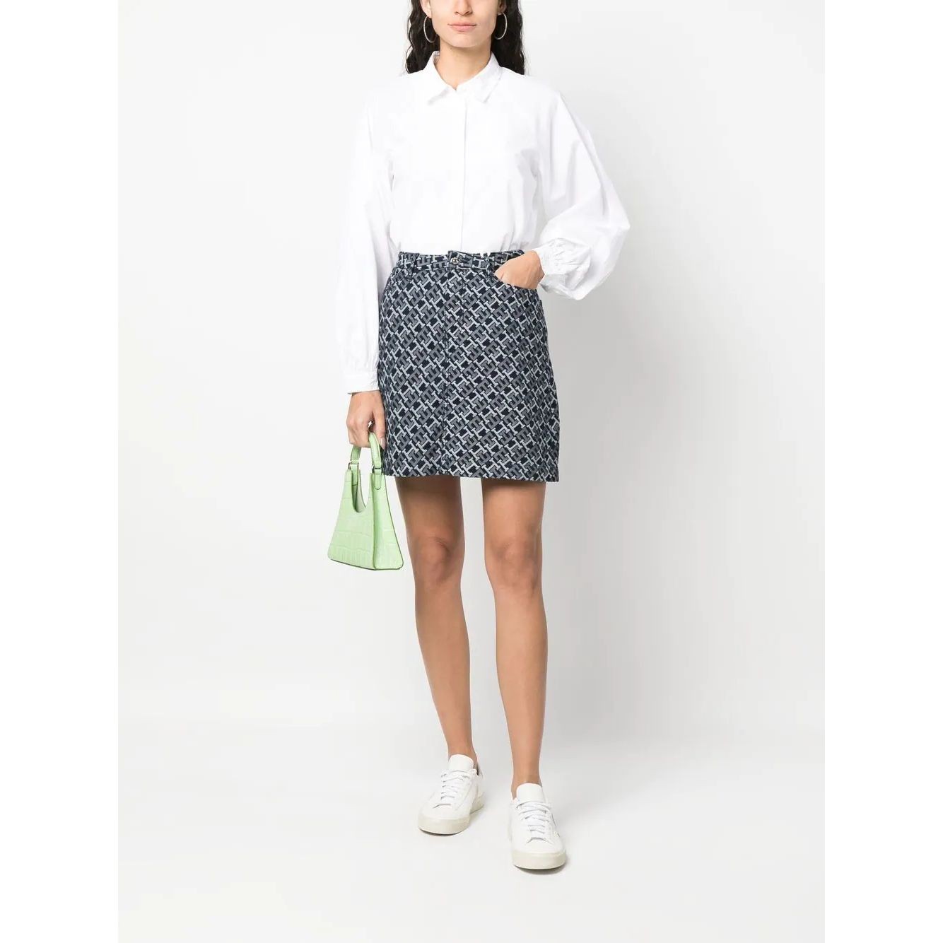 TOMMY HILFIGER Midi sijonas moterims, Marga, Denim short monogram skirt 2