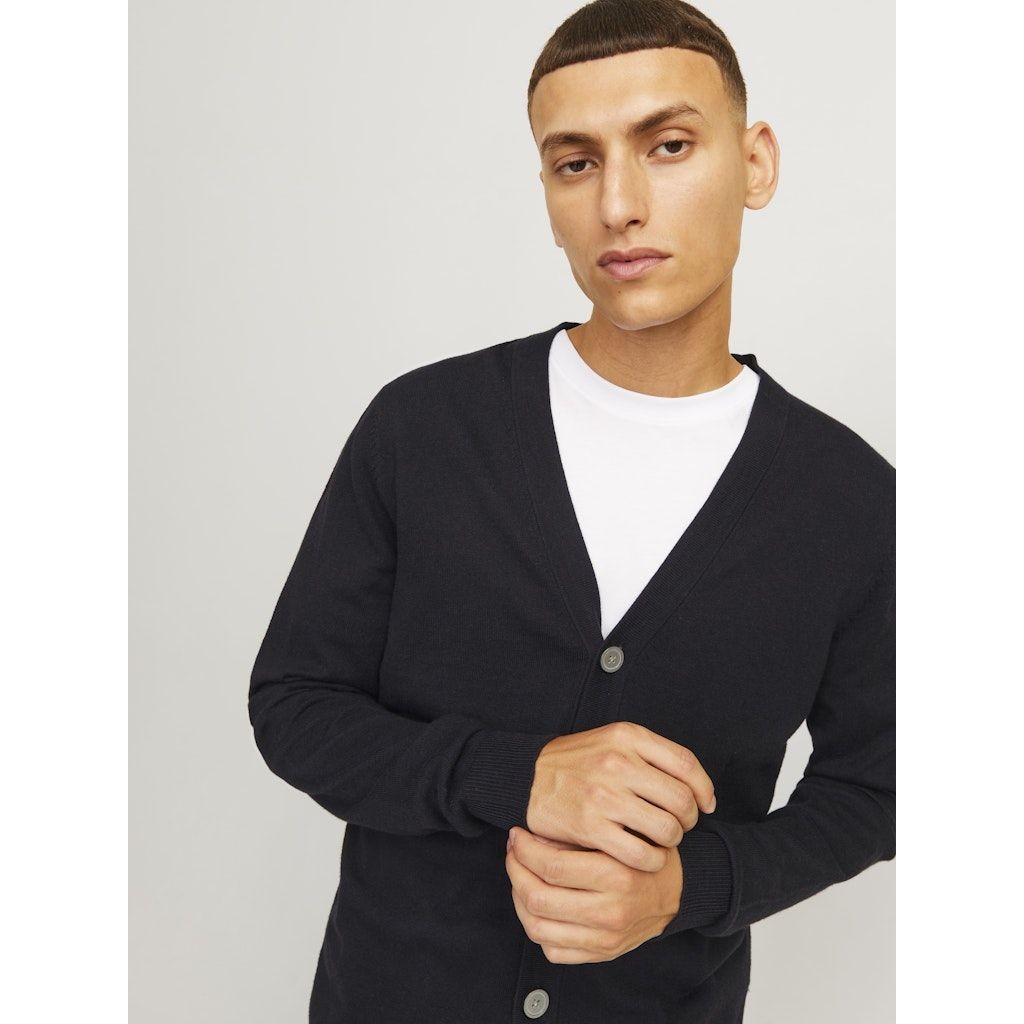 JACK & JONES Kardiganas vyrams, Juoda, Emil knit button cardigan 6