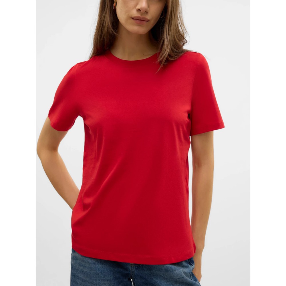 VERO MODA Marškinėliai moterims, Raudona, Paulina t-shirt 2