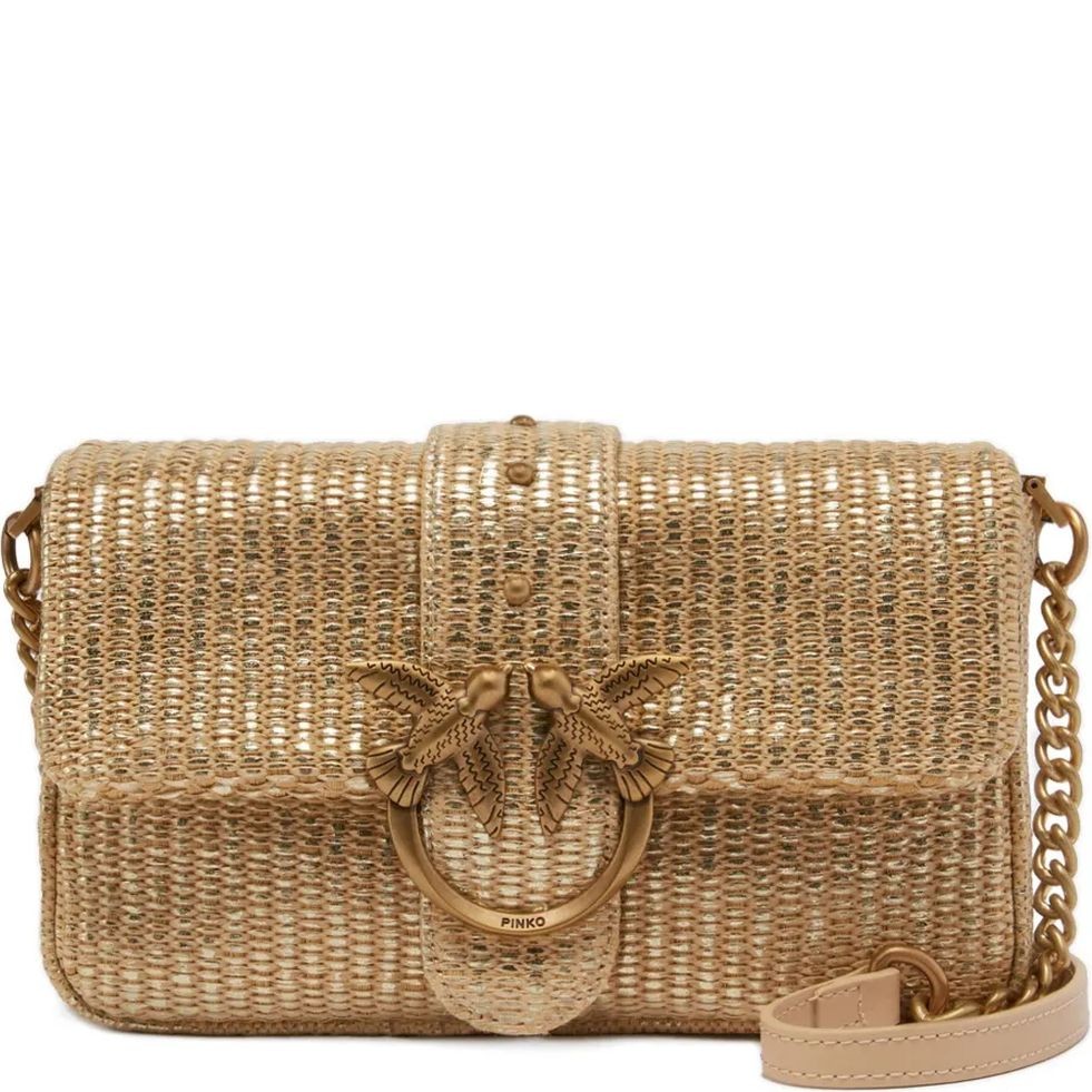 PINKO Rankinė per petį moterims, Auksinė, Love one mini shoulder bag 1