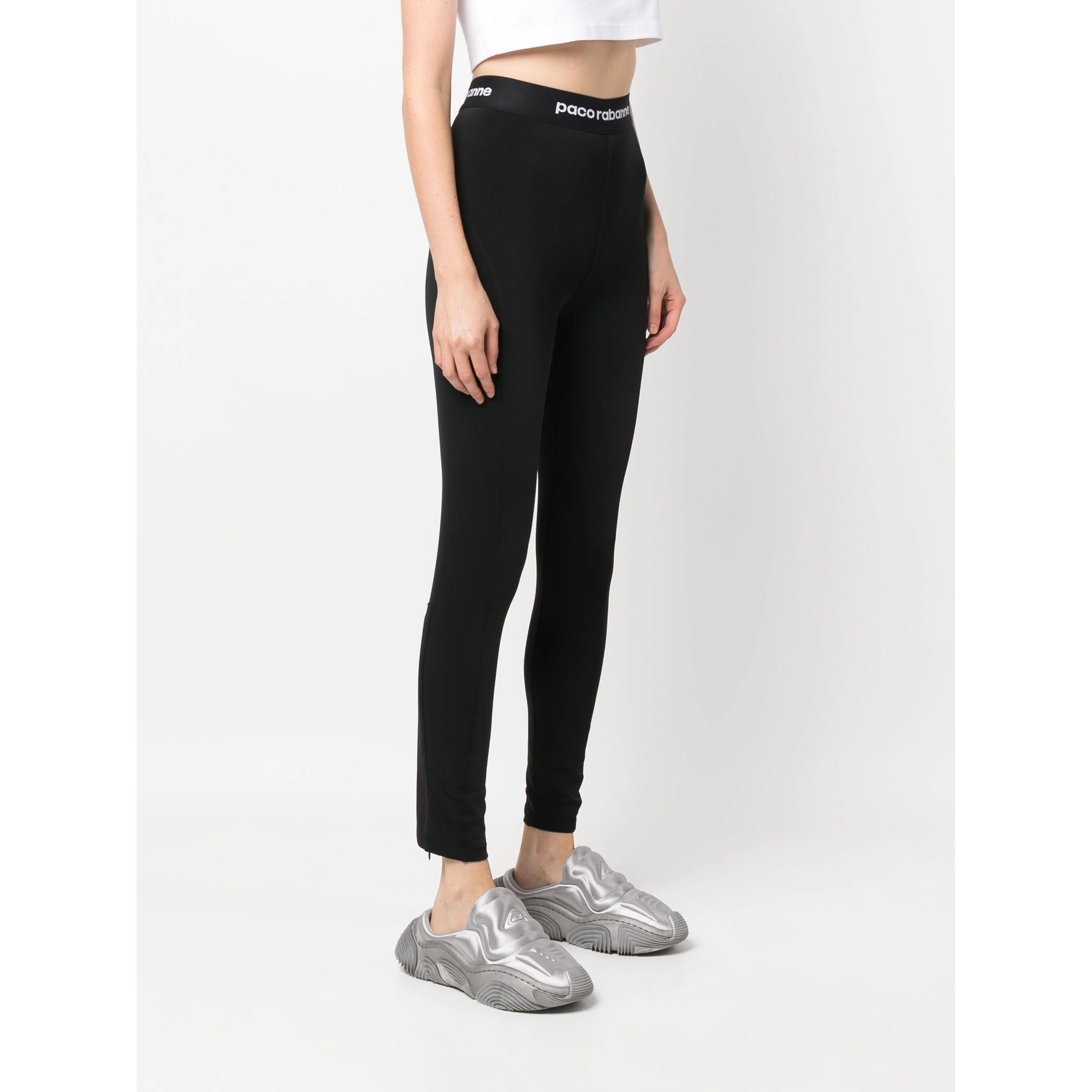 PACO RABANNE Tamprės moterims, Juoda, Leggings with logo 2
