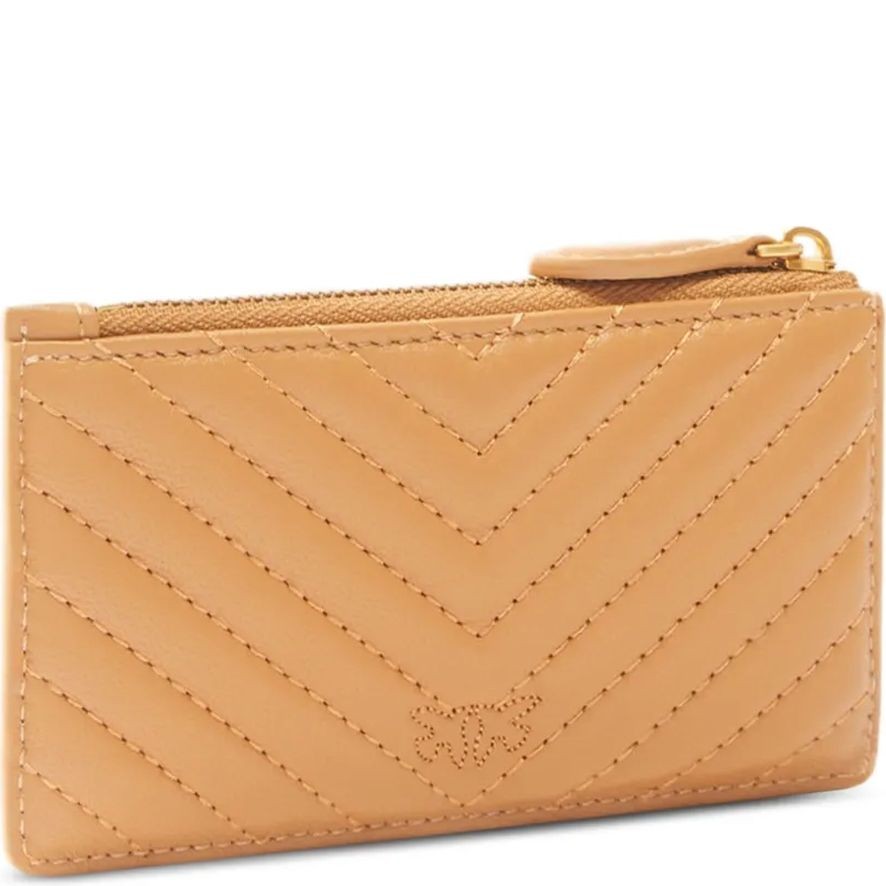 PINKO Kortelių dėklas moterims, Ruda, Quilted cardholder 2