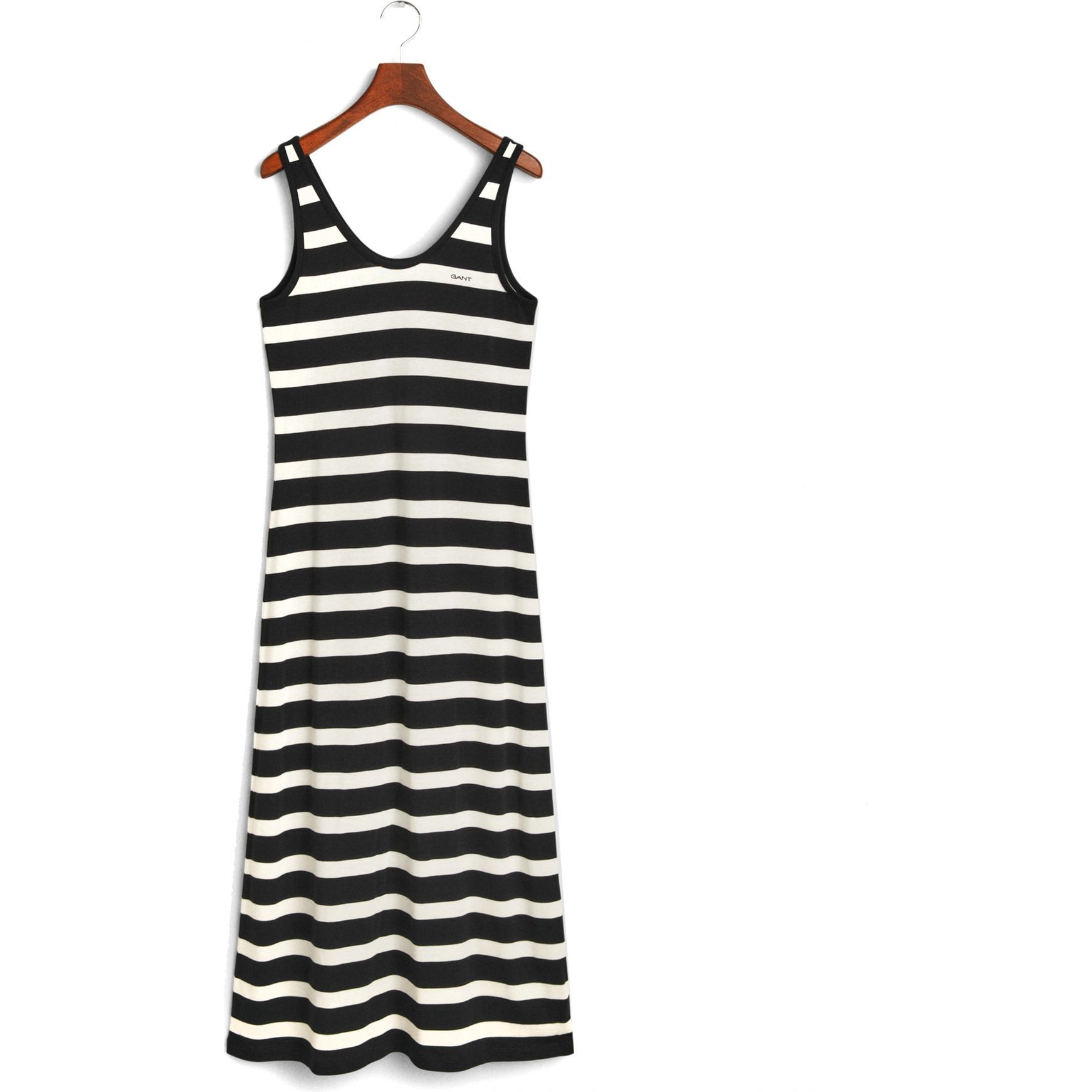 GANT Midi suknelė moterims, Juoda, Striped jersey midi dress 1
