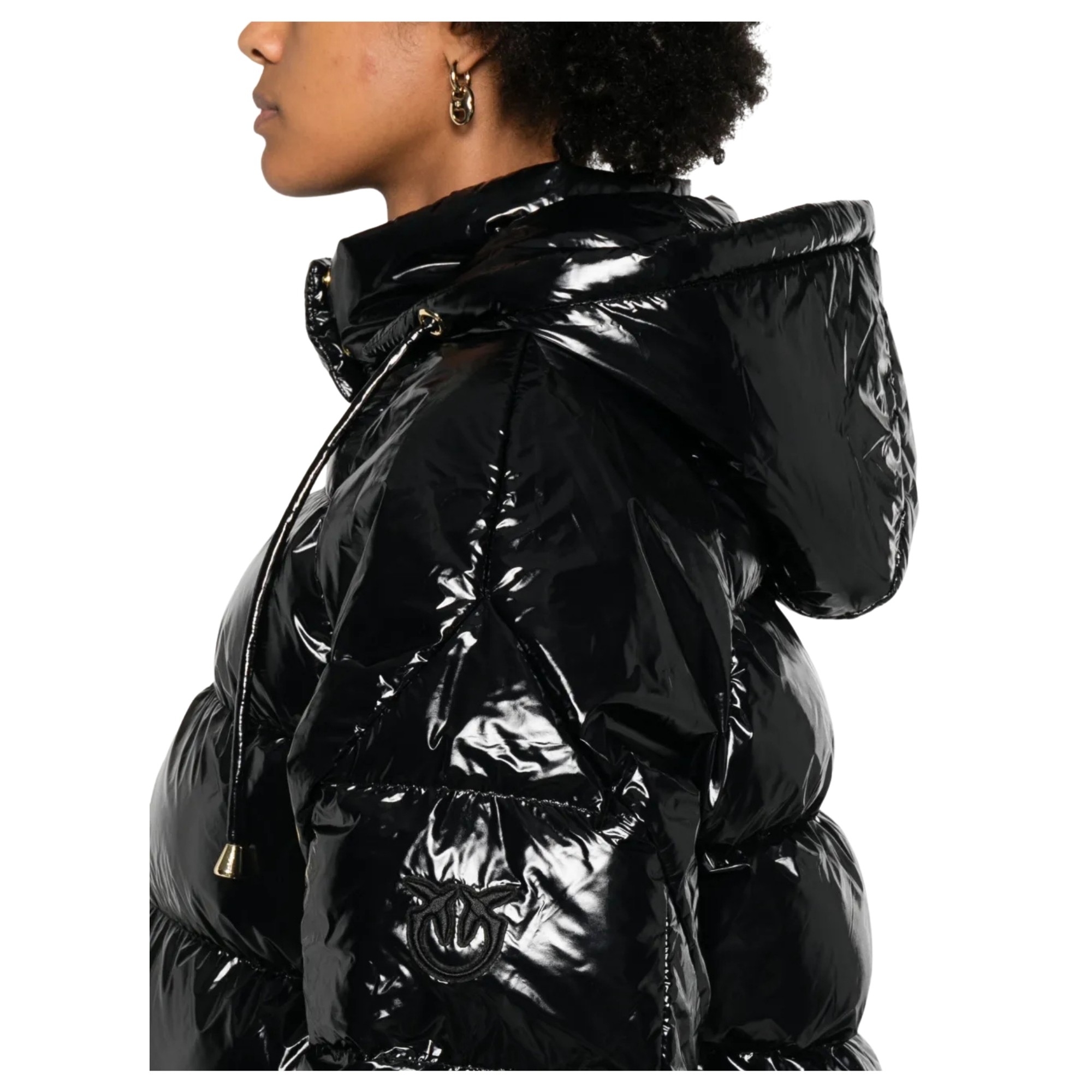 PINKO Pūkinė striukė moterims, Juoda, Burro quilted jacket 4