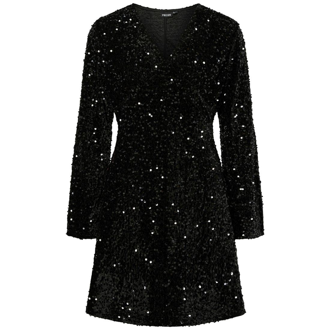 PIECES Mini suknelė moterims, Juoda, Kam v-neck dress 1