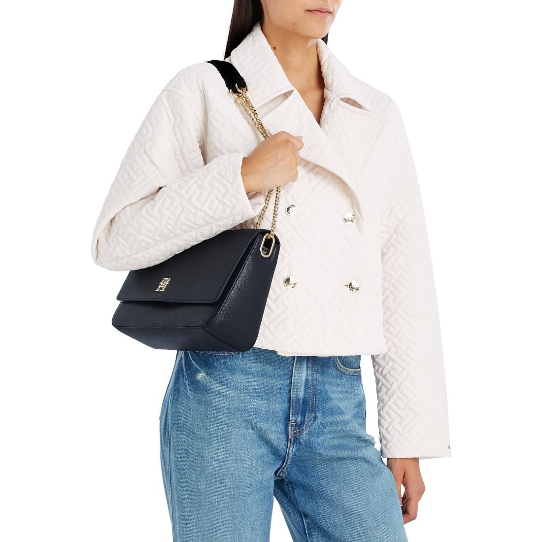 TOMMY HILFIGER Rankinė per petį moterims, Mėlyna, Timeless flap crossover 3