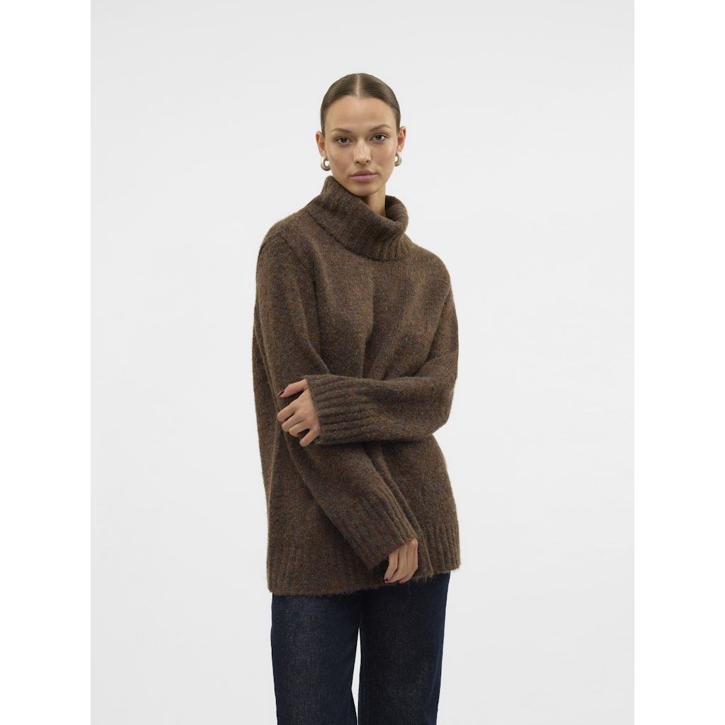 VERO MODA Megztinis su kaklu moterims, Ruda, Ingrid cowlneck pullover 2