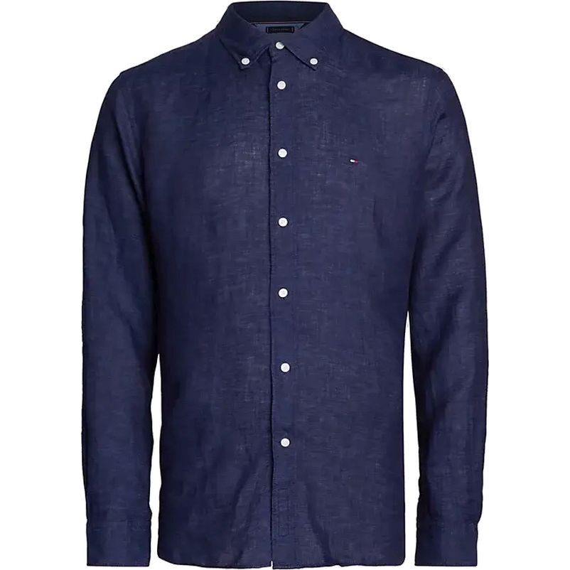 TOMMY HILFIGER Marškiniai ilgomis rankovėmis vyrams, Mėlyna, Pigment dyed li solid rf shirt 1