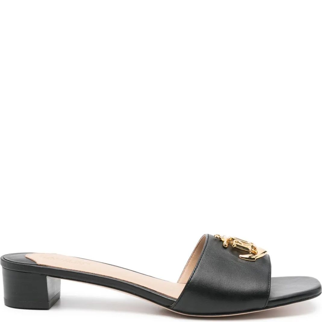 LAUREN RALPH LAUREN Šlepetės moterims, Juoda, Fay logo ii-sandals-flat 1