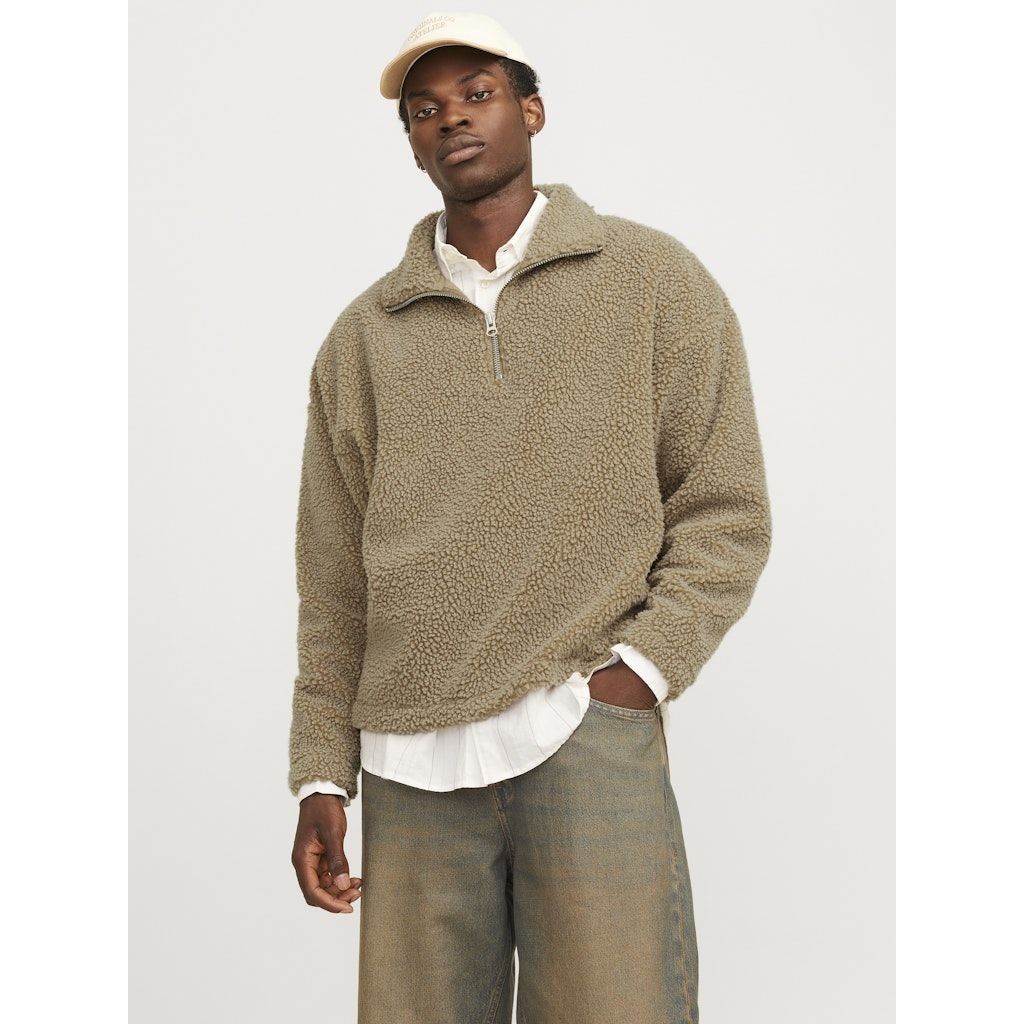 JACK & JONES Megztinis vyrams, Smėlio, Roxbury teddy sweat high neck 3