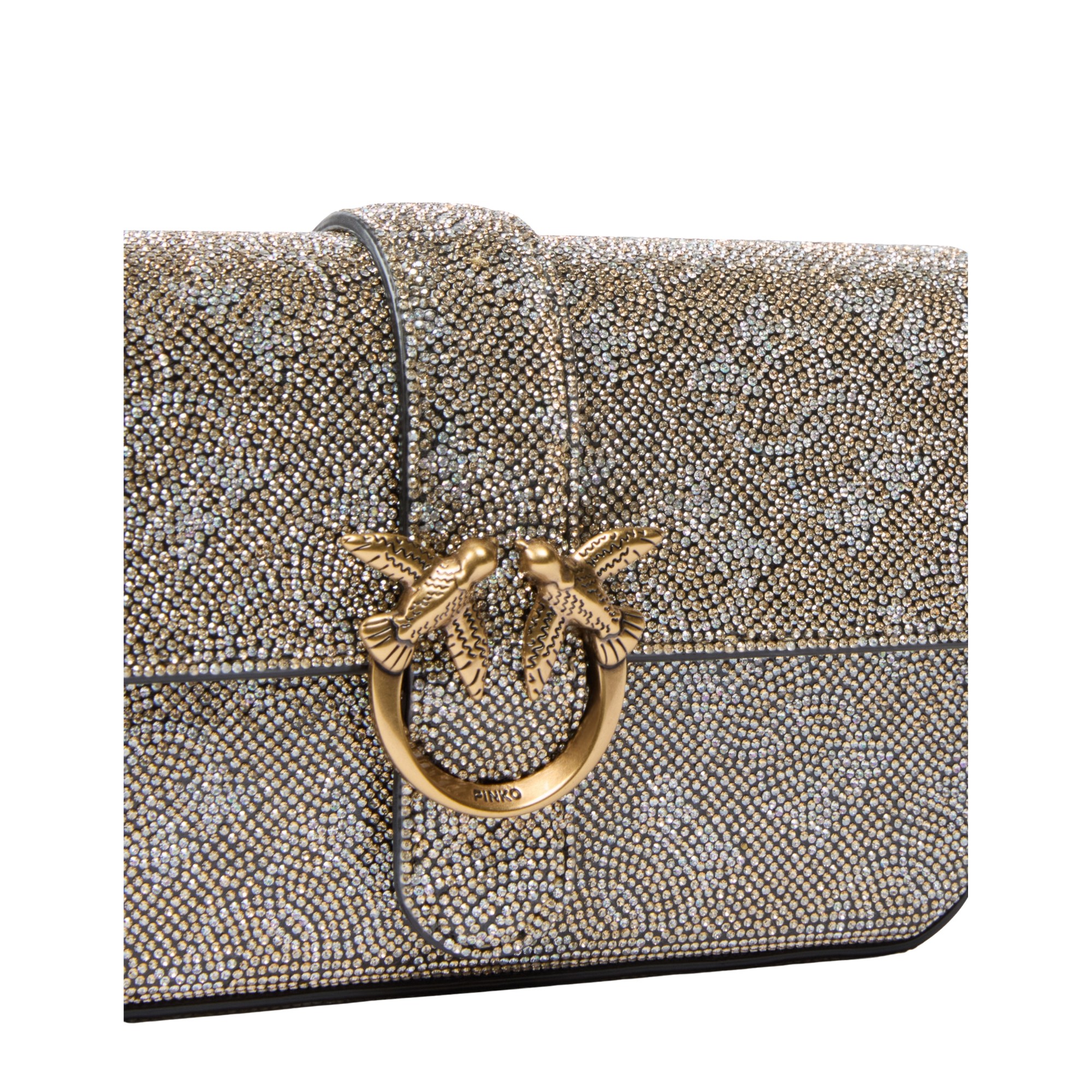 PINKO Rankinė per petį moterims, Auksinė, Love one slouchy baby monogram 3