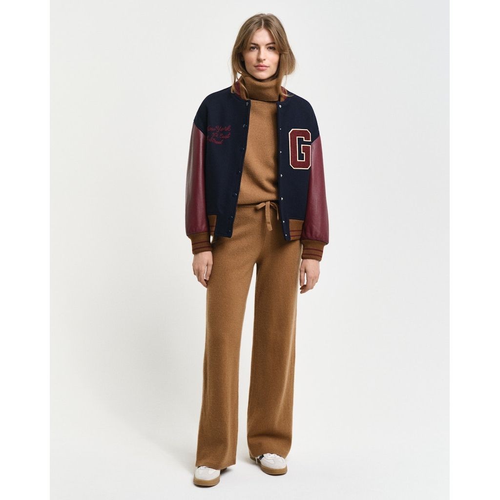 GANT Megztos kelnės moterims, Ruda, Wool knitted pants 2