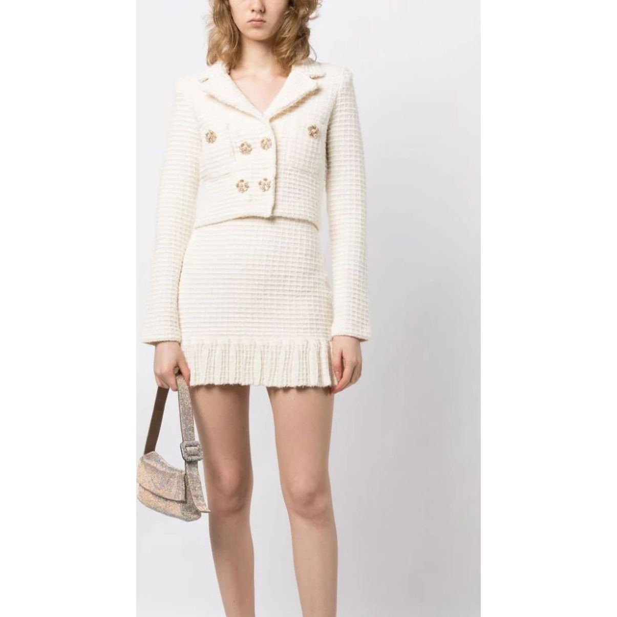 SELF PORTRAIT Midi sijonas moterims, Kūno, Sequin textured knit skirt 2