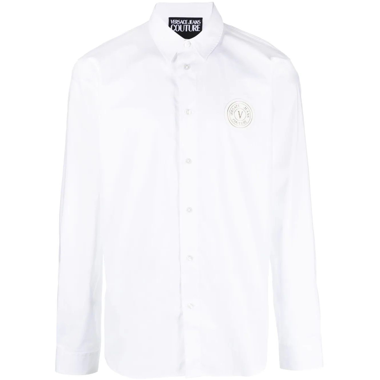 VERSACE JEANS CUTURE Marškiniai ilgomis rankovėmis vyrams, Balta, Patch v-emb gold shirt 1