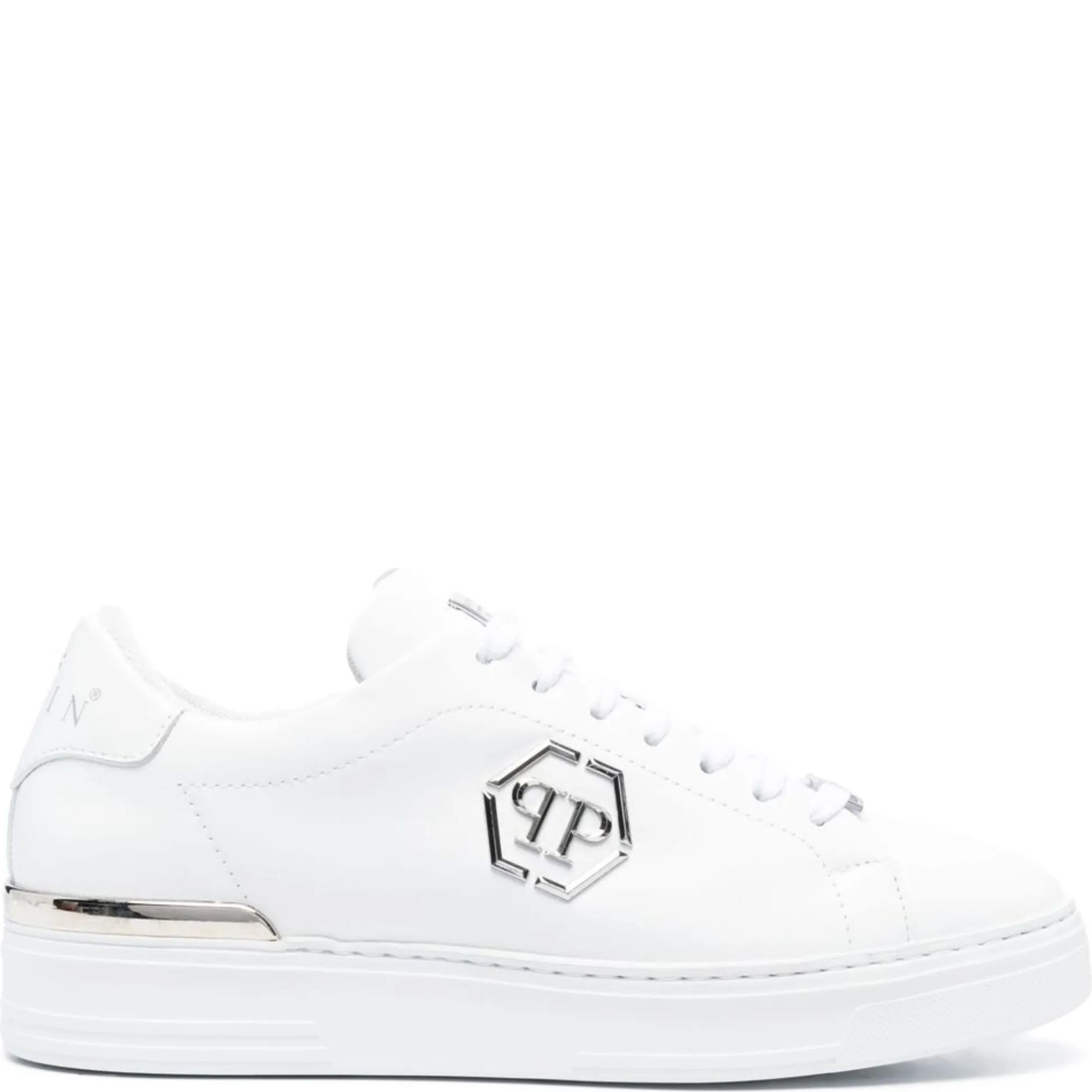 PHILIPP PLEIN Sportiniai bateliai vyrams, Balta, Leather lo-top sneaker hexagon 2