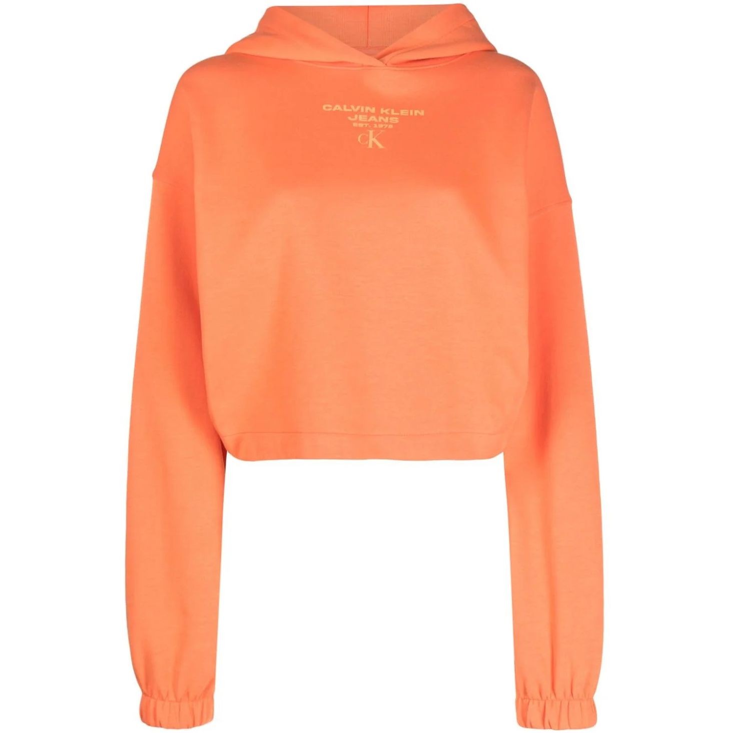 CALVIN KLEIN JEANS Džemperis moterims, Oranžinė, Gathered hem cropped hoodie 1
