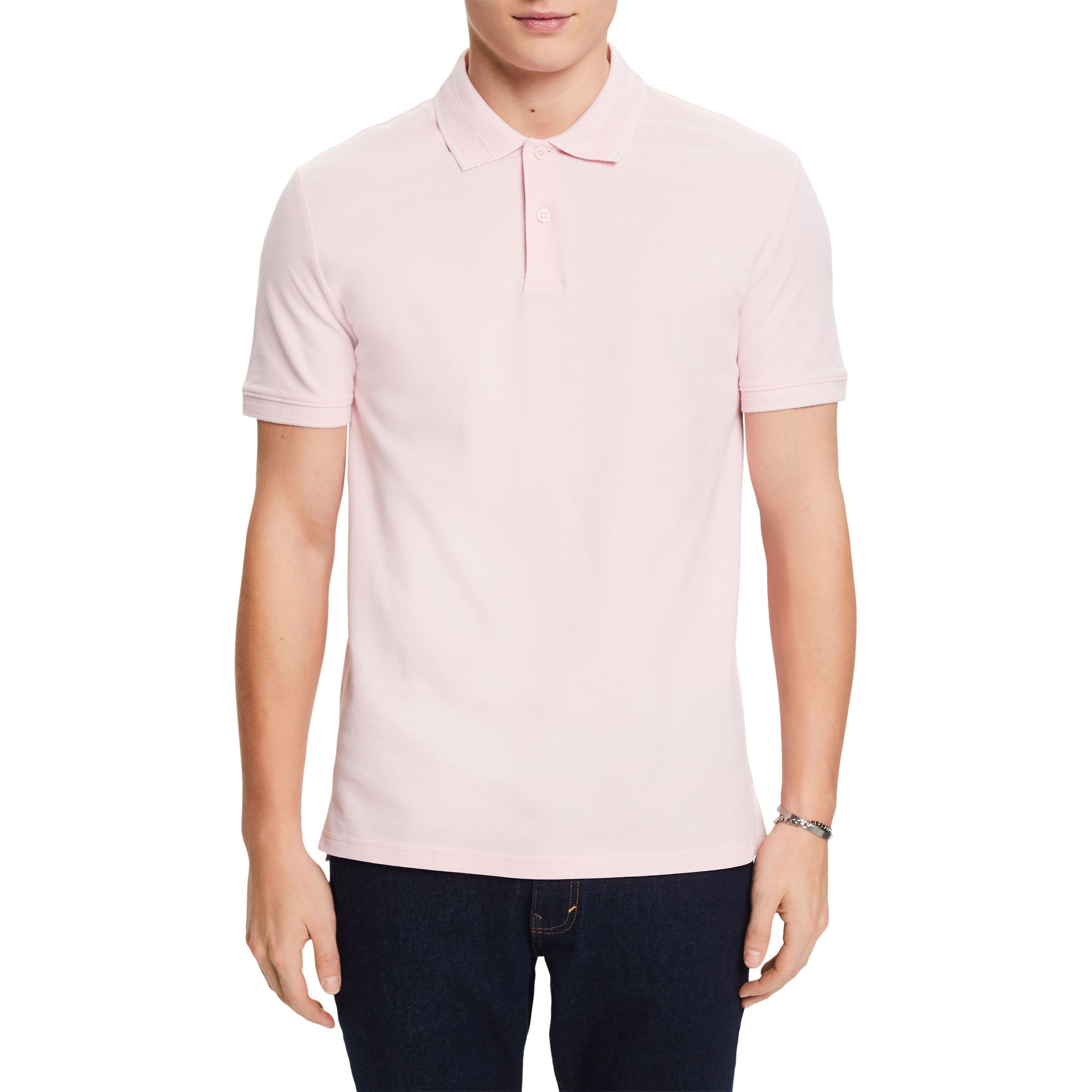 ESPRIT Polo marškiniai ilgos rank. vyrams, Rožinė, Cotton Pique Polo Shirt 2