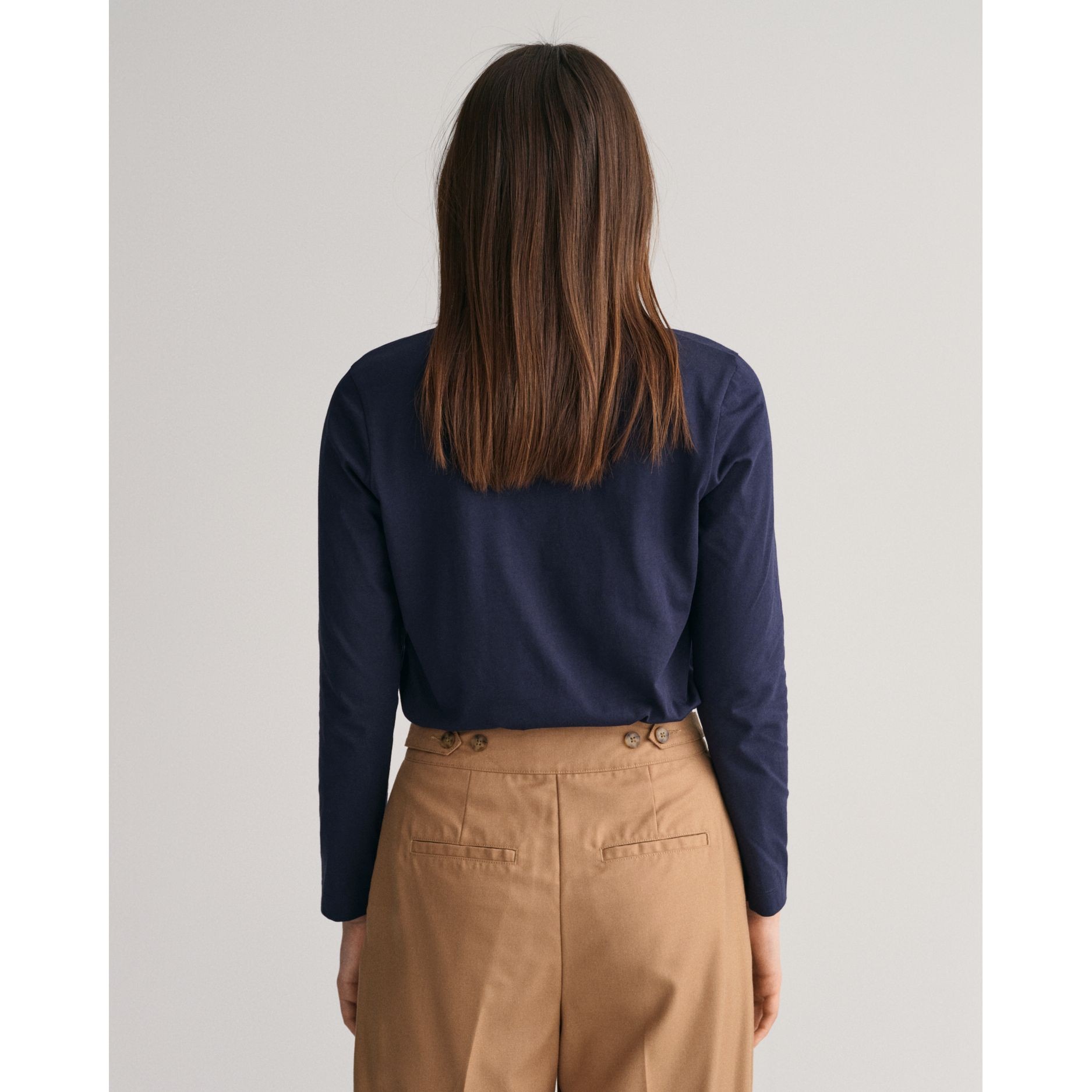 GANT Marškinėliai ilgom. rankovėmis moterims, Mėlyna, reg shield ls t-shirt 3