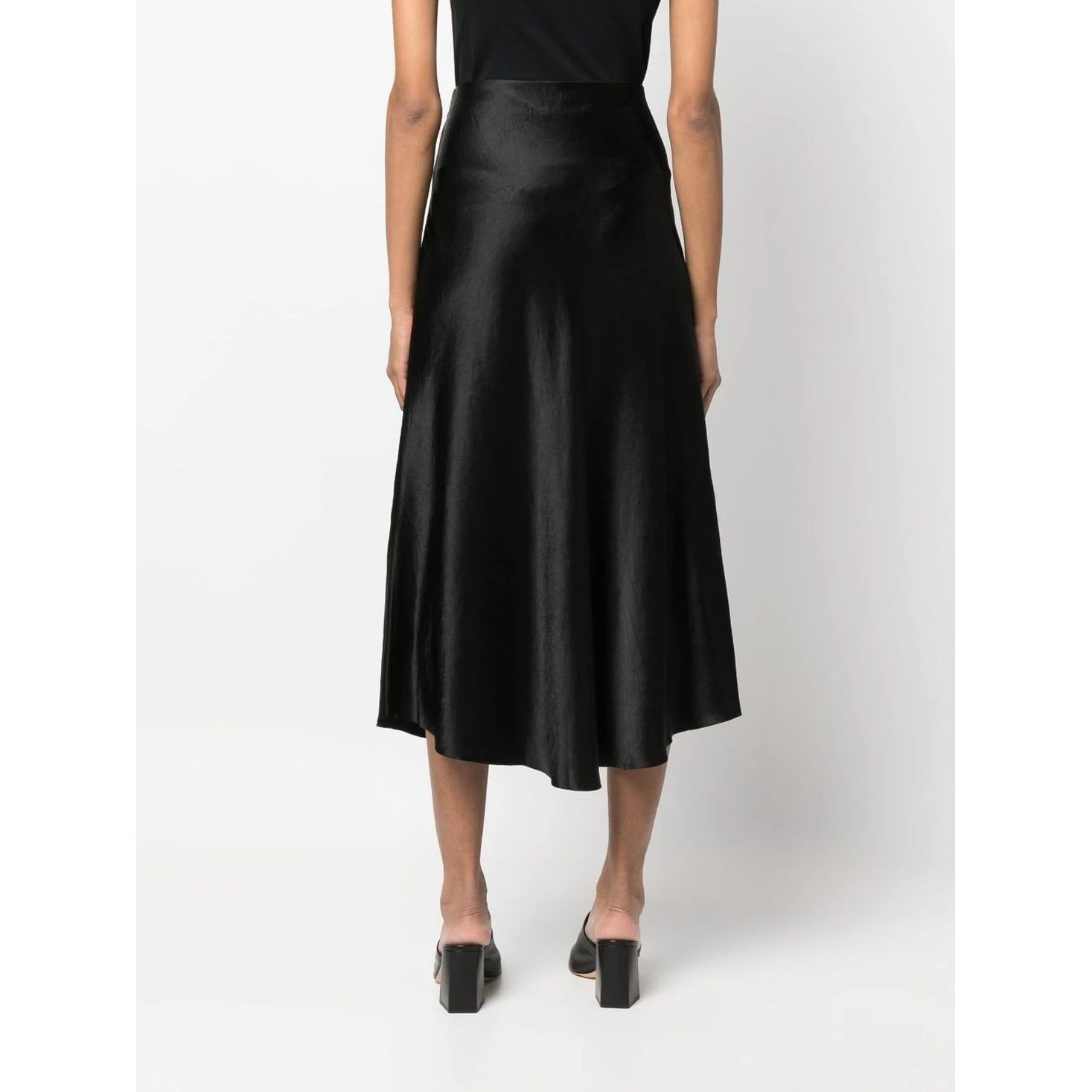 VINCE Maxi sijonas moterims, Juoda, Shaped hem bias slip skirt 4