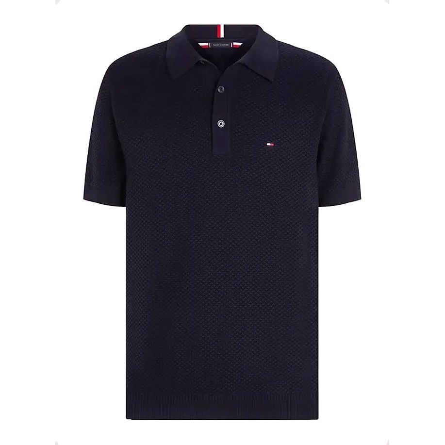 TOMMY HILFIGER Polo marškiniai trumpos rank. vyrams, Mėlyna, Oval structure s/s polo 1