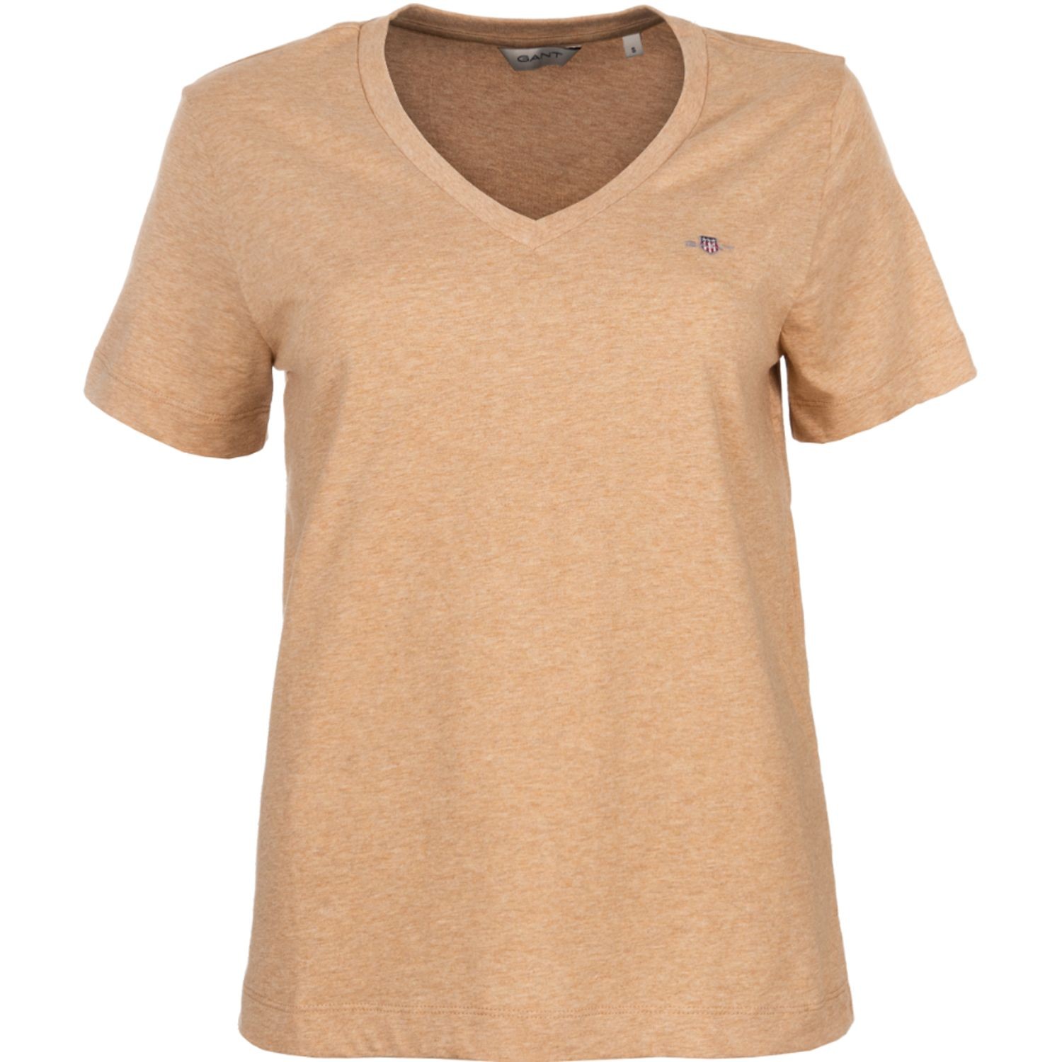 GANT Marškinėliai trump. rankovėmis moterims, Ruda, Reg shield ss t-shirt