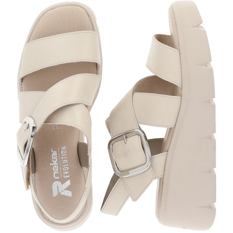 RIEKER Basutės moterims, Smėlio, SANDALS 11