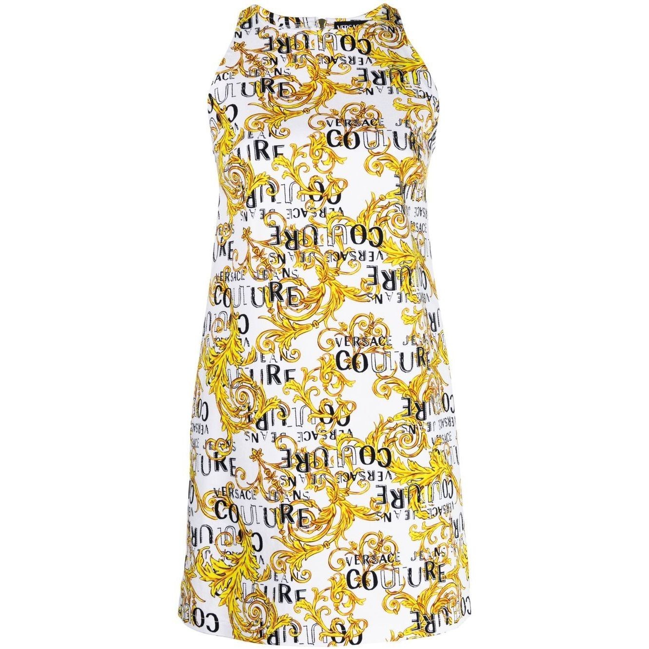 VERSACE JEANS CUTURE Mini suknelė moterims, Balta, Logo couture dress