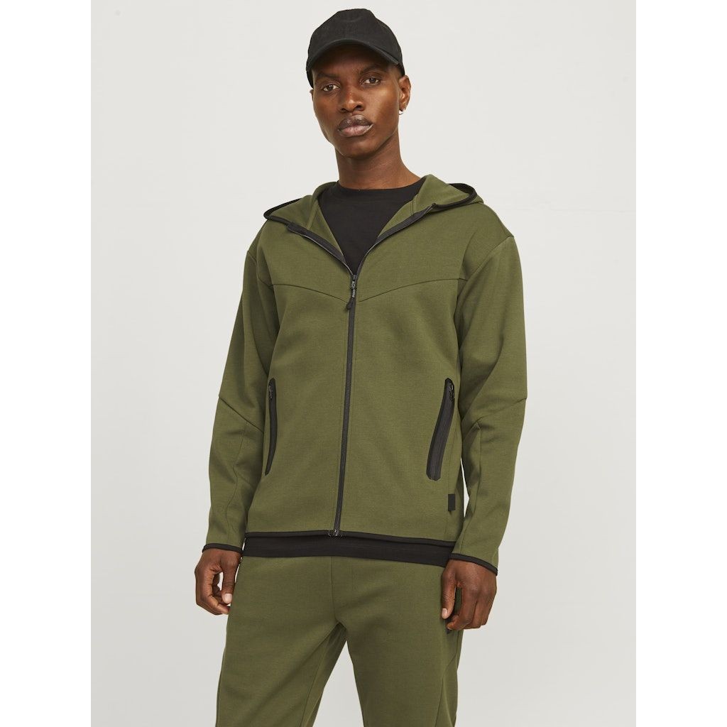 JACK & JONES Lengva striukė vyrams, Chaki, Fusion sweat zip hood 7