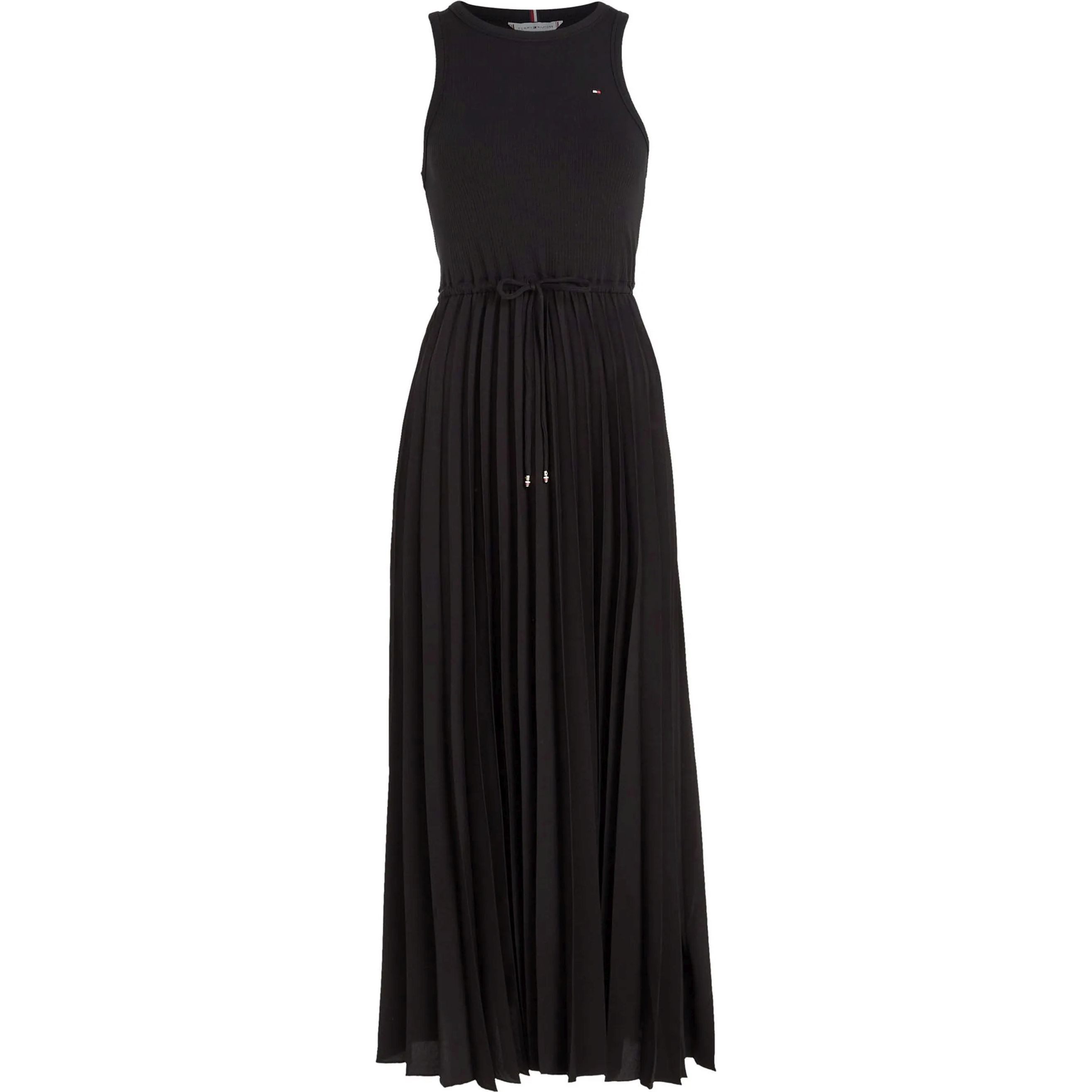 TOMMY HILFIGER Midi suknelė moterims, Juoda, Rib tank pleated dress midi ns 1