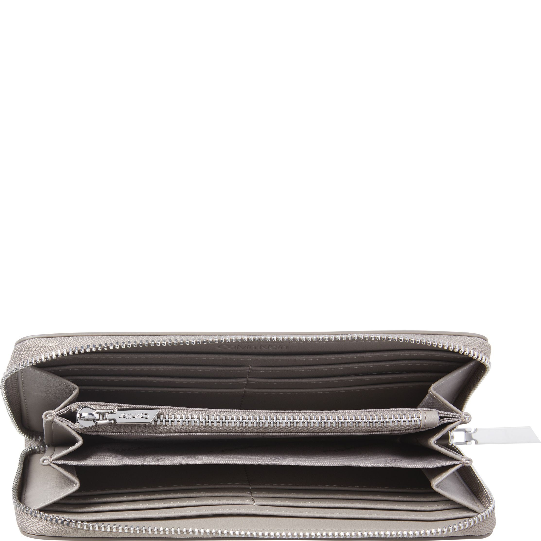 CALVIN KLEIN Piniginė moterims, Pilka, Must zip around wallet 2