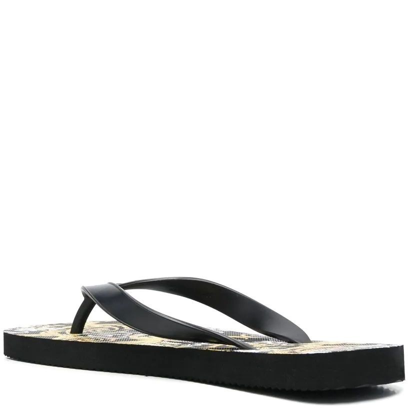 VERSACE JEANS CUTURE Pliažo šlepetės per pirštą moterims, BLACK/GOLD, Fondo flip-flops 3