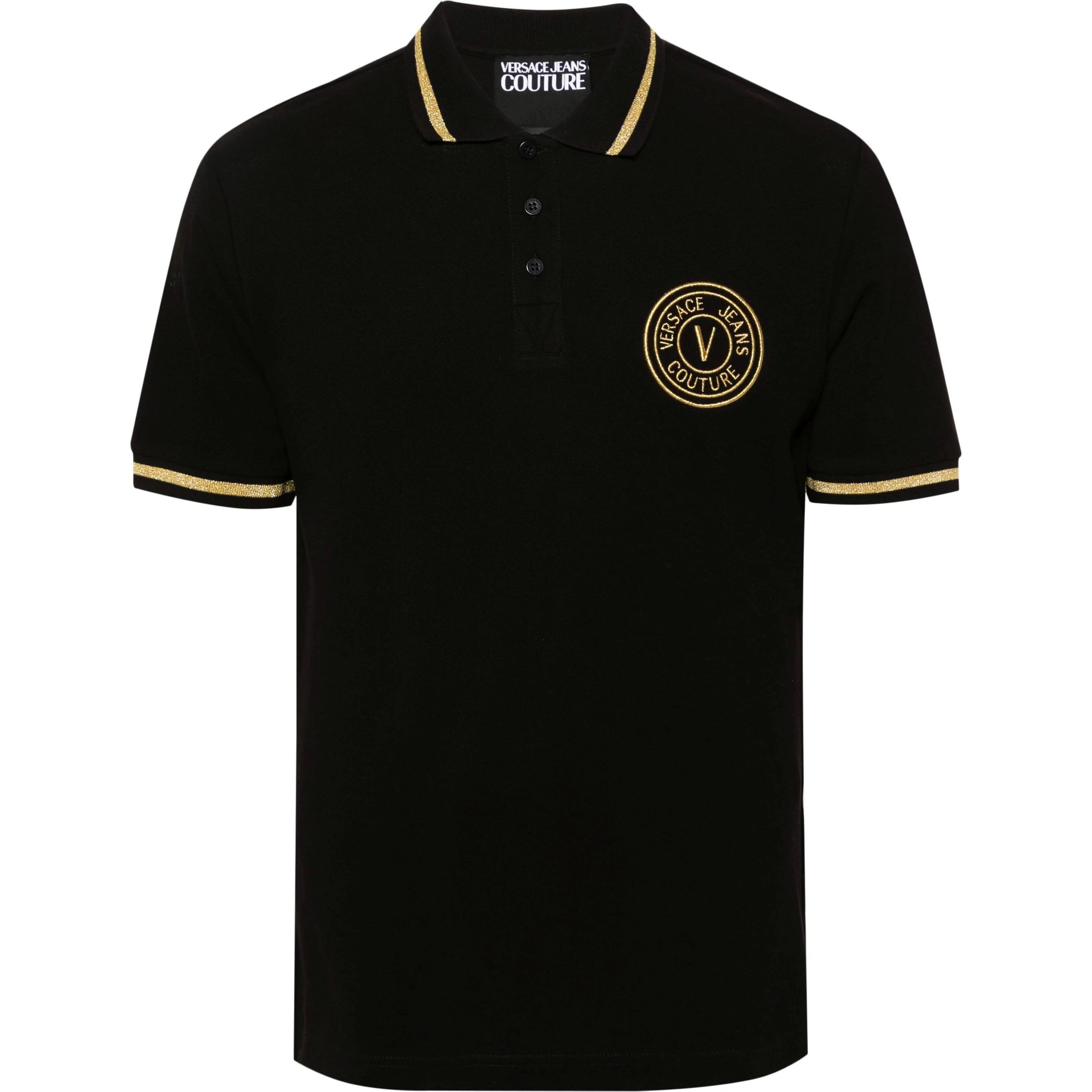 VERSACE JEANS CUTURE Polo marškiniai trumpos rank. vyrams, Juoda, Logo-embroidered polo shirt