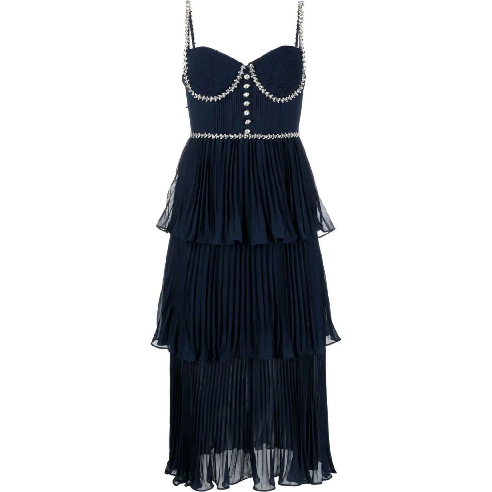 SELF PORTRAIT Midi suknelė moterims, Mėlyna, diamante chiffon midi dress 1