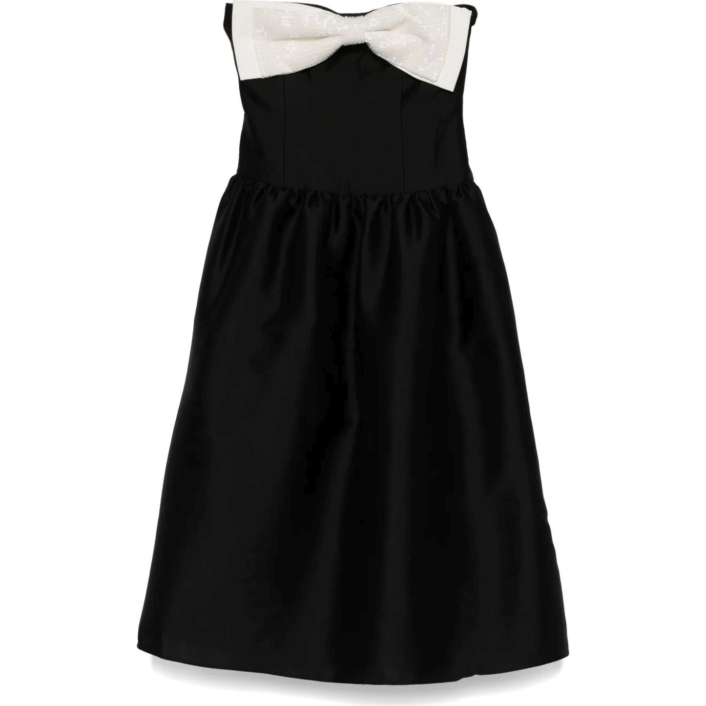 SELF PORTRAIT Midi suknelė moterims, Juoda, Taffeta contrast bow dress