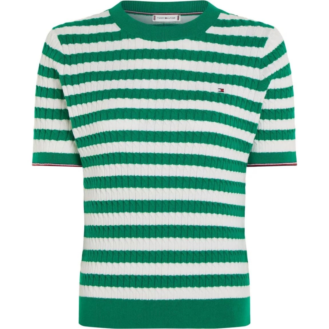 TOMMY HILFIGER Marškinėliai trump. rankovėmis moterims, Žalia, Co cable c-nk ss swt 1