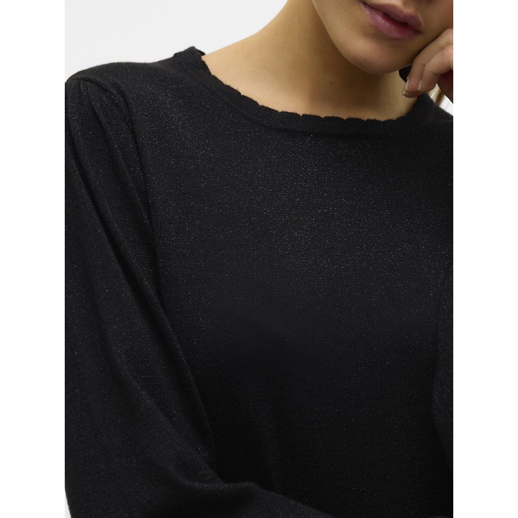 VERO MODA Palaidinės moterims, Juoda, Happyshine scallop pull boo 6