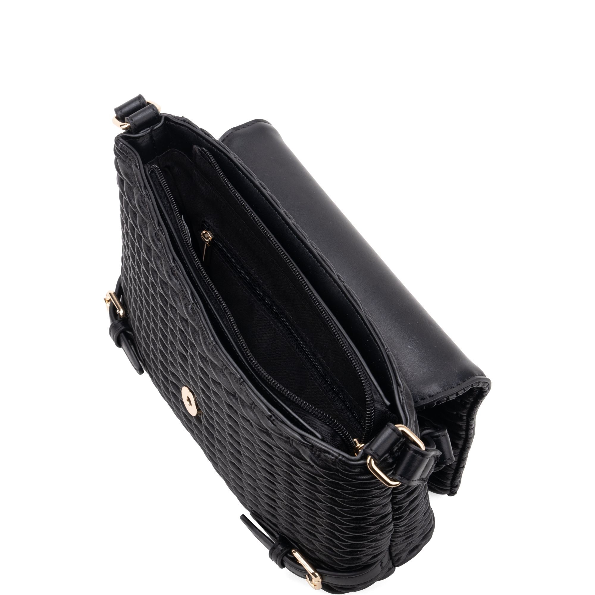 LA CONTE Rankinė per petį moterims, Juoda, Crossbody 3