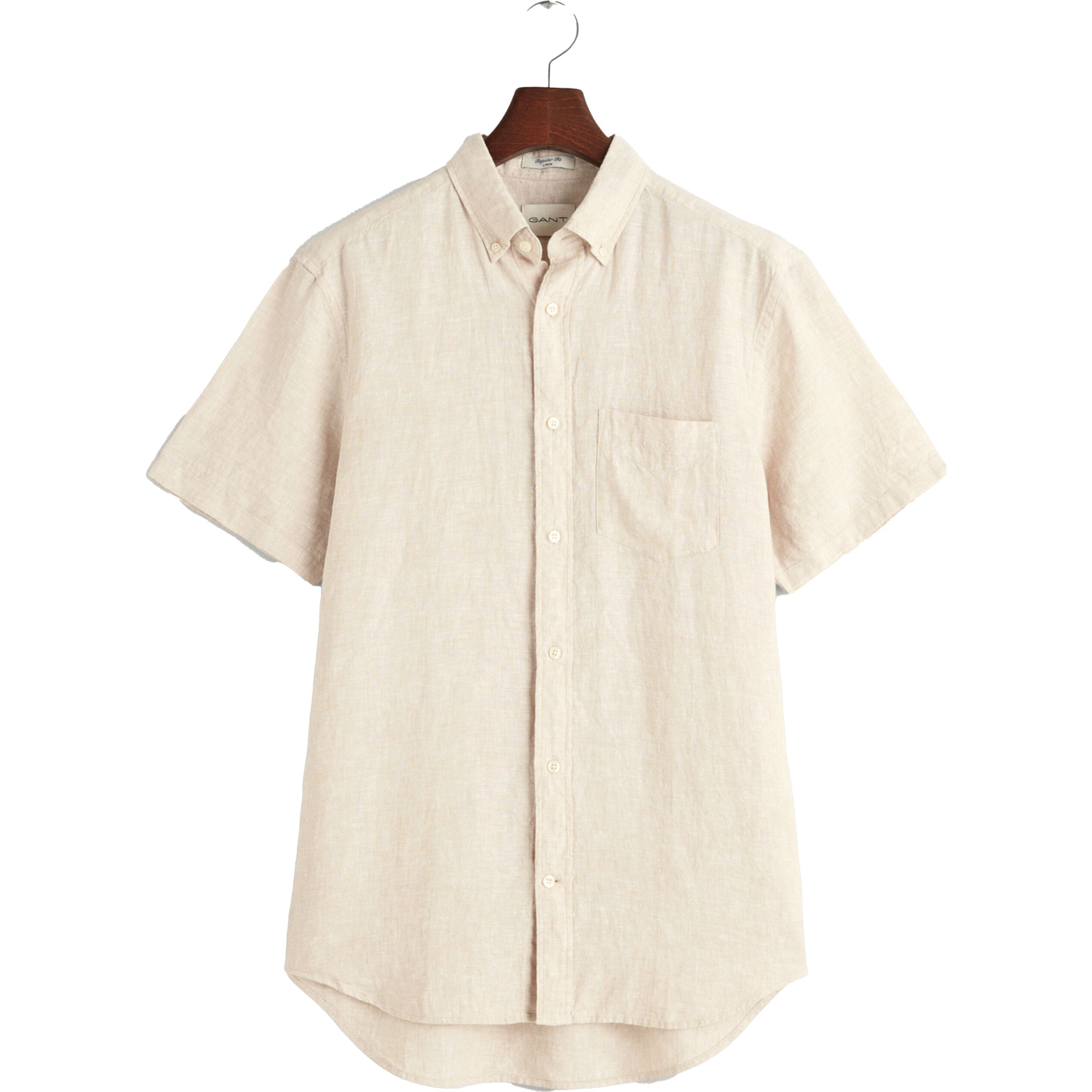 GANT Marškiniai vyrams, Smėlio, REG LINEN SS SHIRT 1