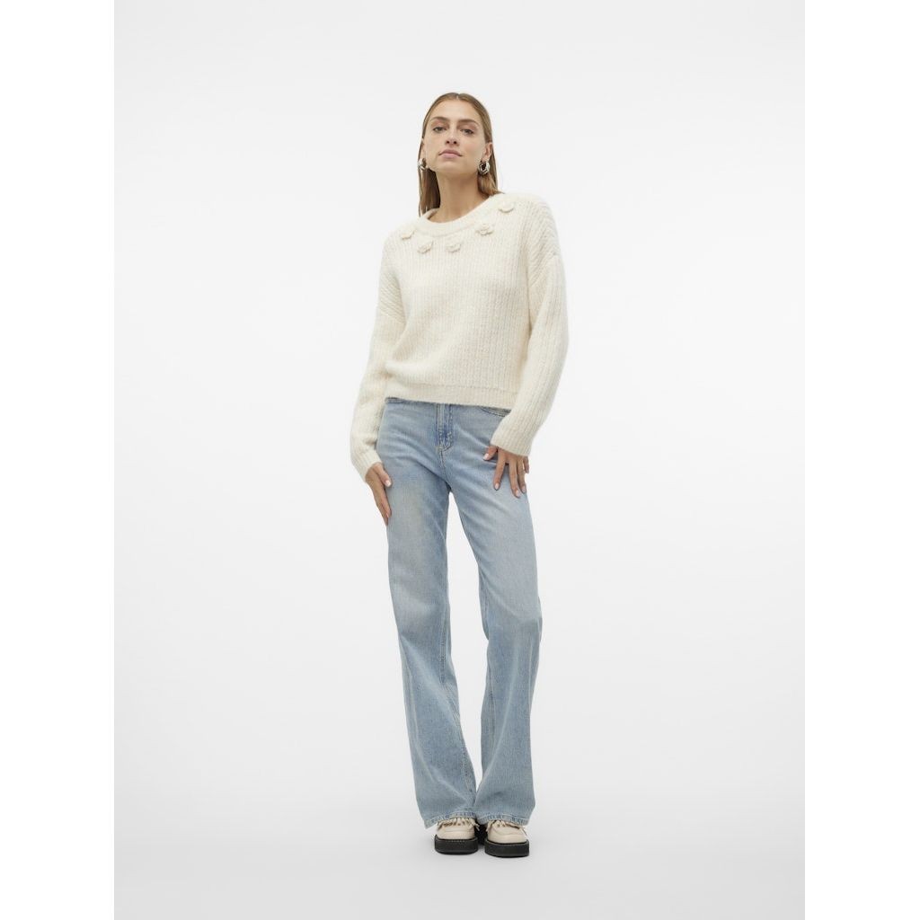 VERO MODA Megztinis moterims, Balta, Aletta o-neck pullover 4