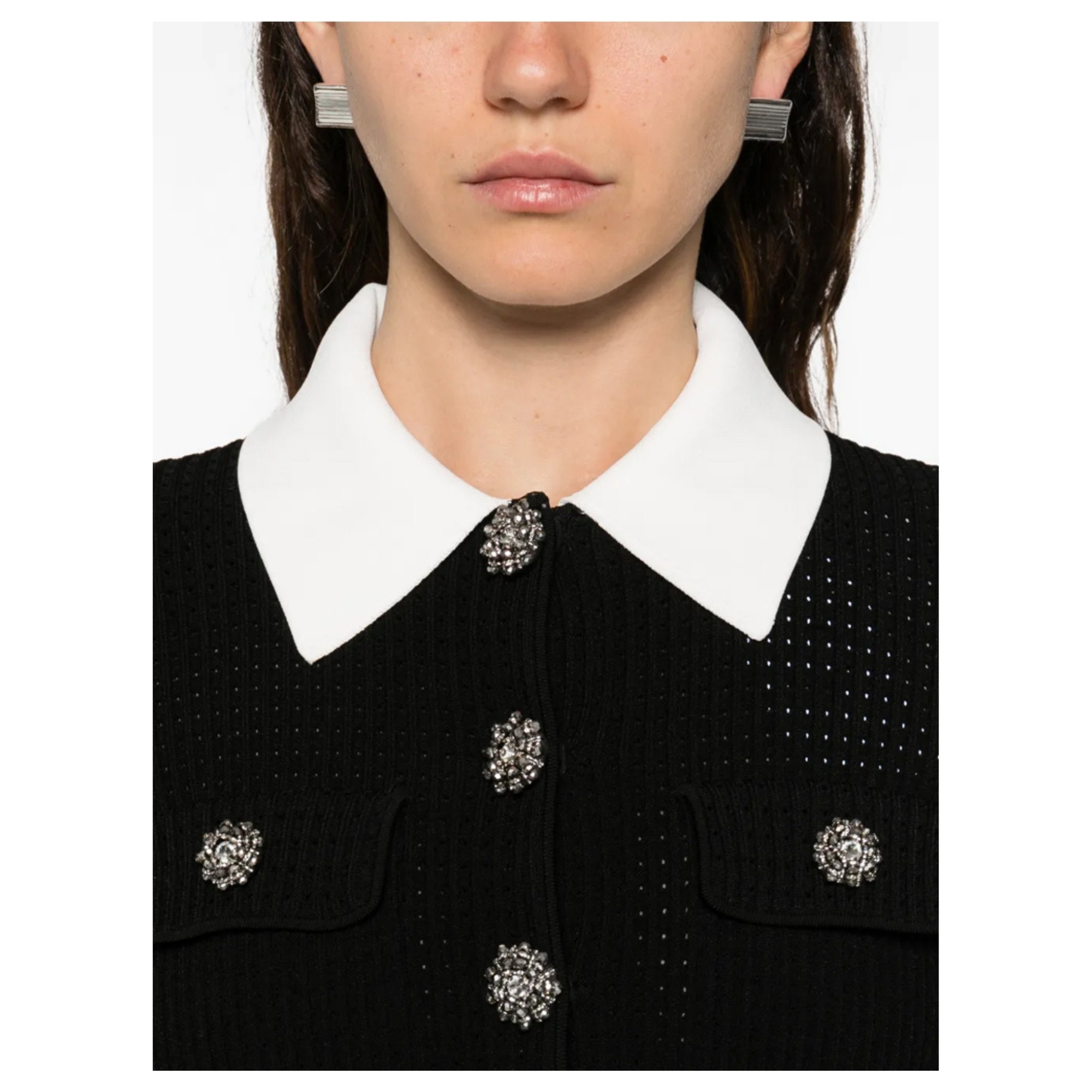 SELF PORTRAIT Mini suknelė moterims, Juoda, Tailored knit mini dress 4