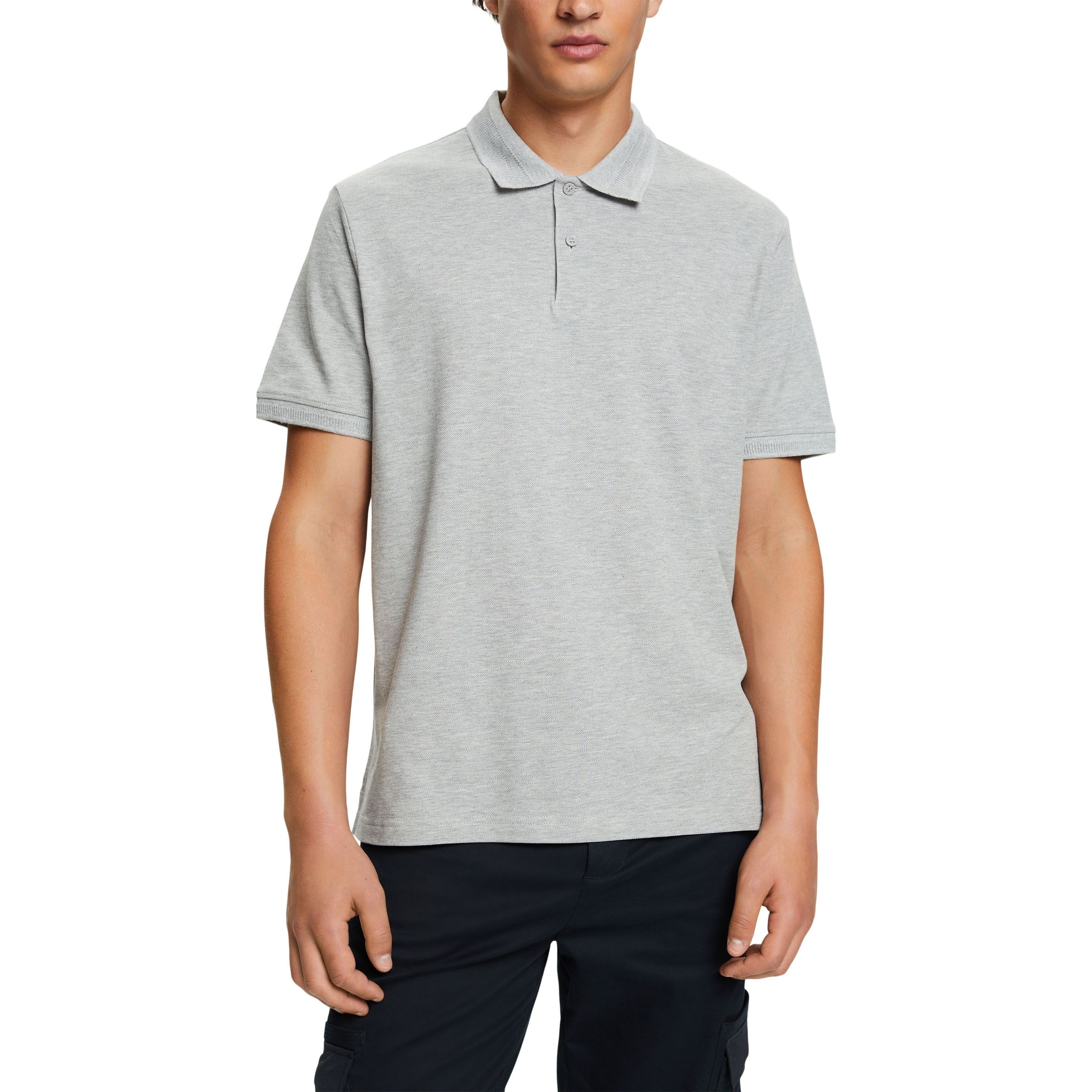 ESPRIT Polo marškiniai ilgos rank. vyrams, Pilka, Cotton Pique Polo Shirt 2